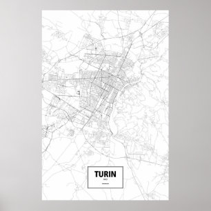 Turin, Italien (schwarz auf weiß) Poster