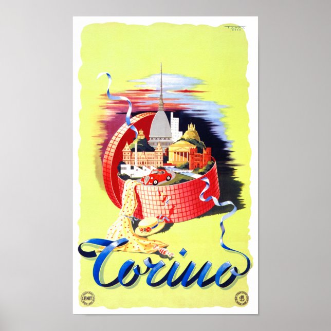 Turin Italien Vintage Poster wiederhergestellt (Vorne)