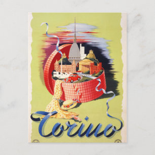 Turin Italien Vintage Reiseplaner restauriert Postkarte