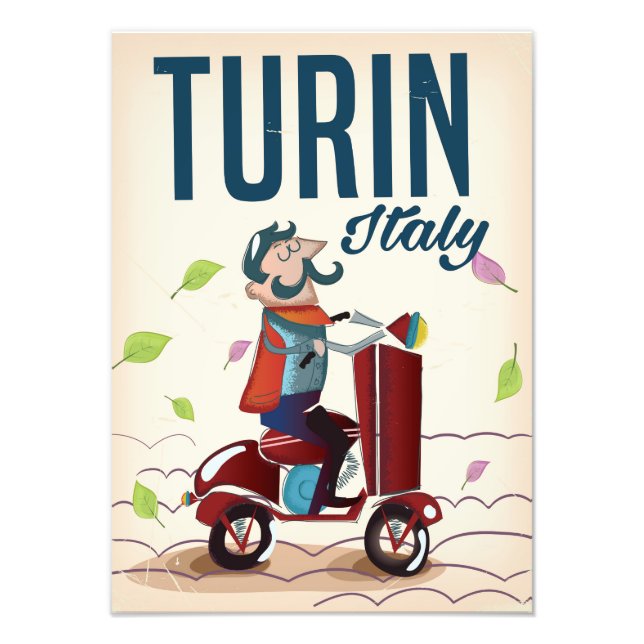 Turin Italien Vintager Cartoon Reiseplakat Fotodruck (Vorne)