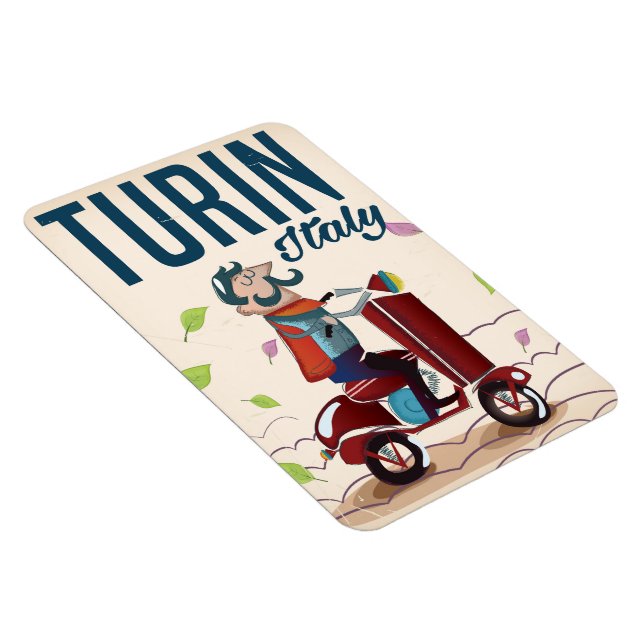Turin Italien Vintager Cartoon Reiseplakat Magnet (Rechte Seite)