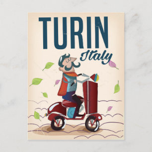 Turin Italien Vintager Cartoon Reiseplakat Postkarte