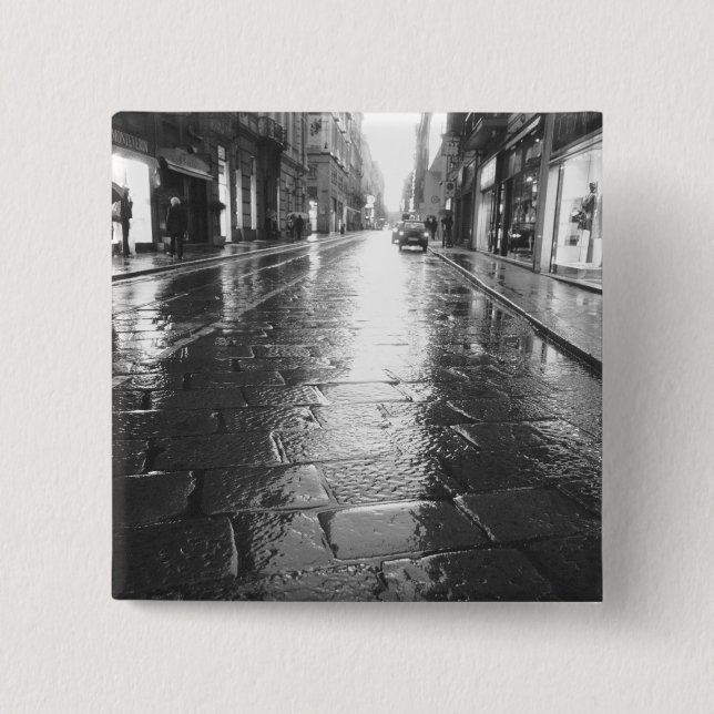 Turin Italien, Wet Street Abend Button (Vorderseite)