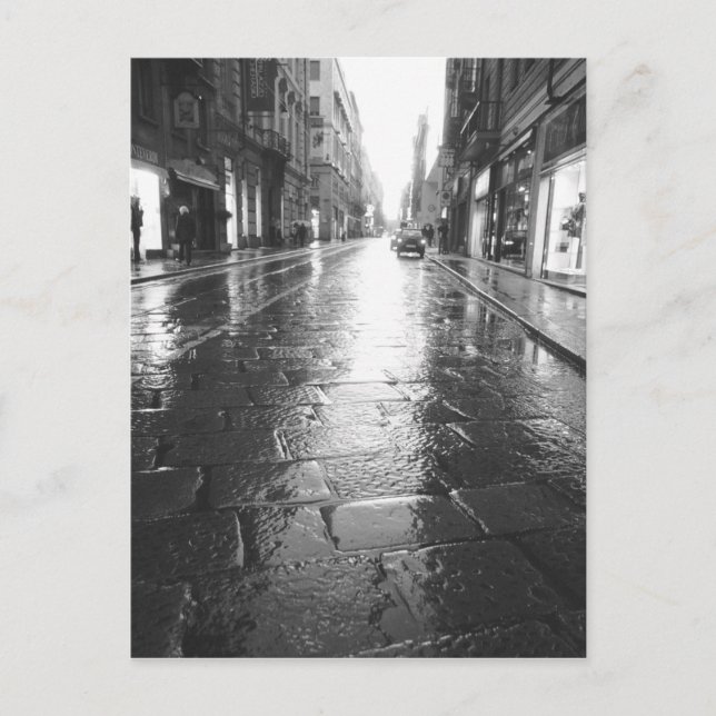 Turin Italien, Wet Street Abend Postkarte (Vorderseite)