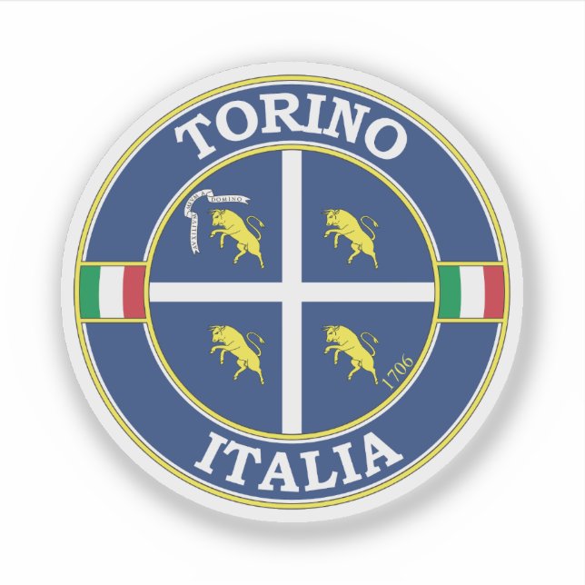 Turin Italy Circle Emblem Aufkleber (Vorderseite)