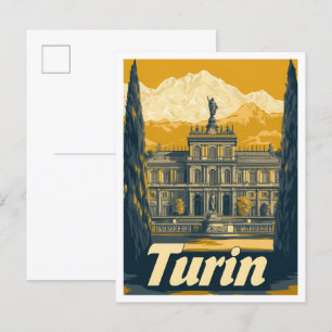Turin Italy Vintage Travel Illustration Postkarte
