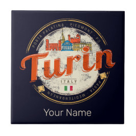 Turin Piedmont Retro Skyline Vintage Pasta Fliese