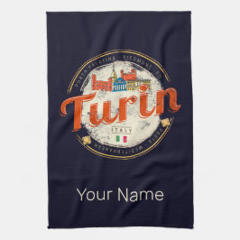 Turin Piedmont Retro Skyline Vintage Pasta Geschirrtuch