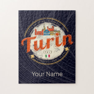 Turin Piedmont Retro Skyline Vintage Pasta Puzzle