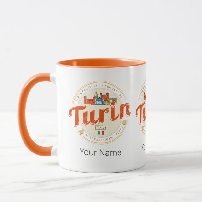 Turin Piedmont Retro Skyline Vintage Pasta Tasse (Links)