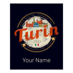 Turin Piemont Retro-Skyline Italienische Vintage-P Poster