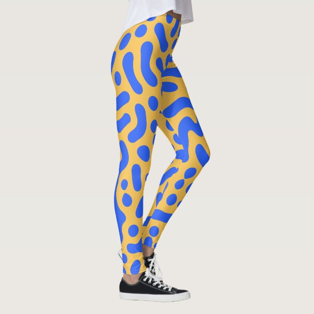 Turing Muster Abstrakte Leggings | Blau und Gold (Rechts)