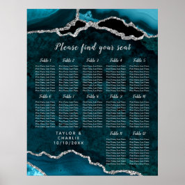 Türk Silber Achat Hochzeits Sitzordnung 12 Tische Poster