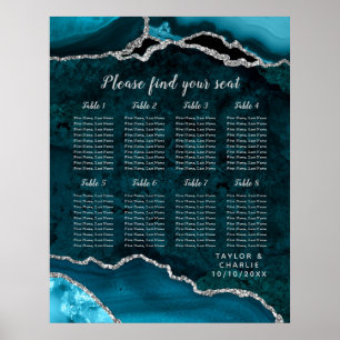 Türk Silber Achat Hochzeits Sitzordnung 8 Tische Poster