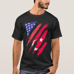 Türkei Amerikanischer Patriot Gewachsenes Herz Fla T-Shirt