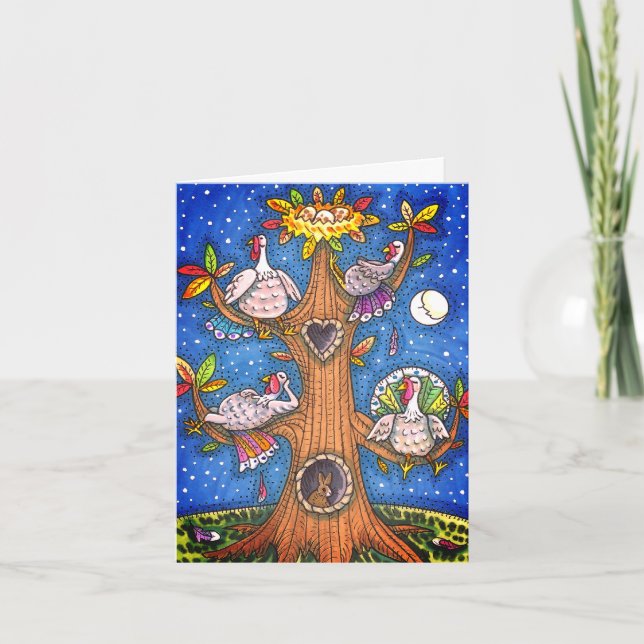 TÜRKEI-BAUM, ERNTEDANK-FUNNY-GOBBLERS-Leere Karte (Vorderseite)