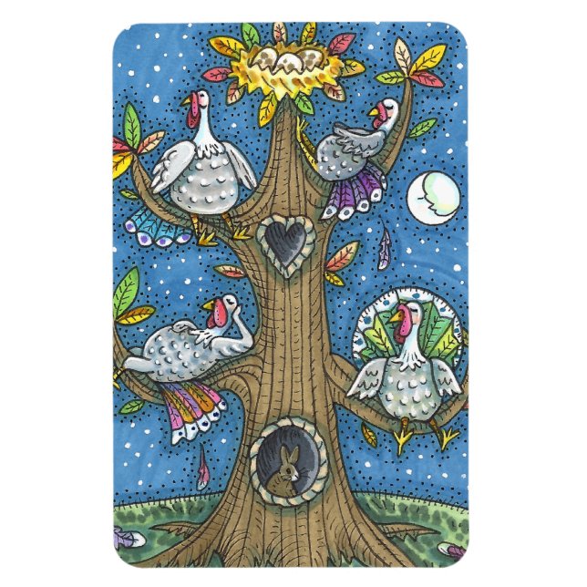 TÜRKEI-BAUM, ERNTEDANK-FUNNY GOBBLERS ROOSTING MAGNET (Vertikal)