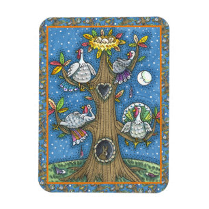 TÜRKEI-BAUM, ERNTEDANK-FUNNY GOBBLERS ROOSTING MAGNET