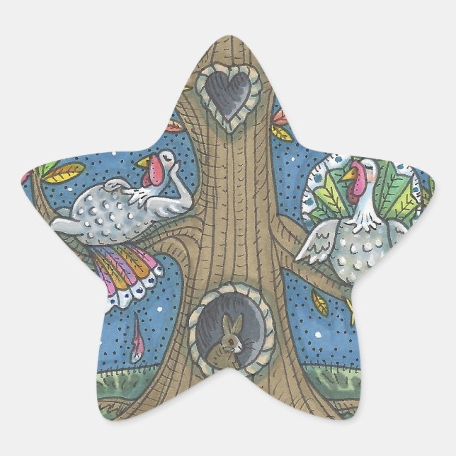 TÜRKEI-BAUM, ERNTEDANK-GOBBLERS-STICKER Stern-Aufkleber (Vorderseite)