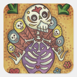 TÜRKEI-BONEN FARBFARBIG ERNTEDANK BIRD SKULL QUADRATISCHER AUFKLEBER