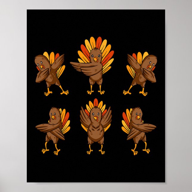 Türkei Dabbing Dancing Erntedank Day Spaß Fall A Poster (Vorne)