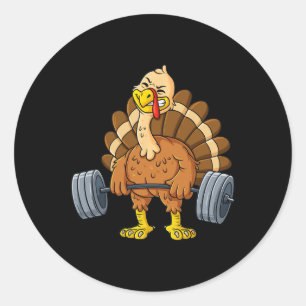Türkei Deadlift Fun Erntedank Day Fitness Wiegen Runder Aufkleber