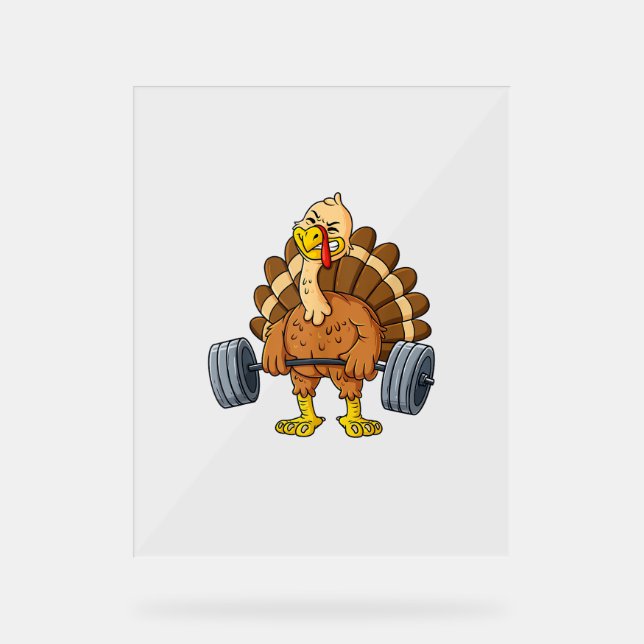 Türkei Deadlift Funny Erntedank Day Fitness Wei Acrylschild (Vorderseite)