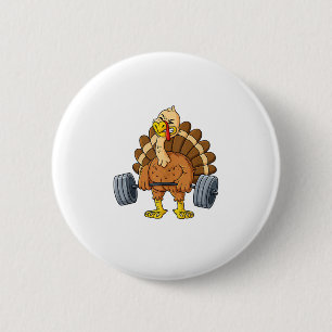 Türkei Deadlift Funny Erntedank Day Fitness Wei Button