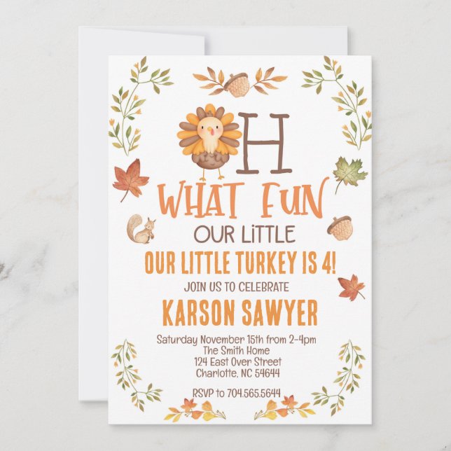 Türkei Erntedank Einladung zum Geburtstag, Fall (Vorderseite)