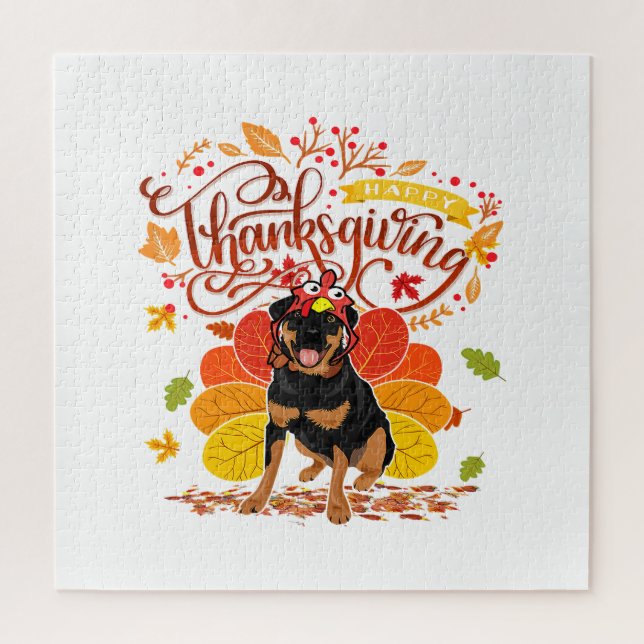 Türkei Erntedank Fall Funny Rottweiler Dog Owne Puzzle (Vertikal)