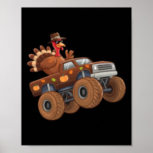 Türkei Erntedank Reiten Monster Truck Boys Kinder Poster