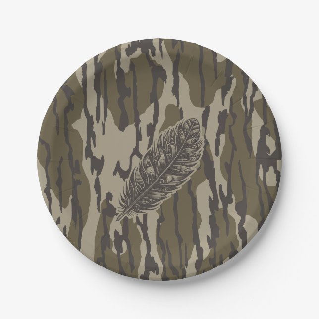 Türkei Feather Bottomland Camouflage Forest Camouf Pappteller (Vorderseite)