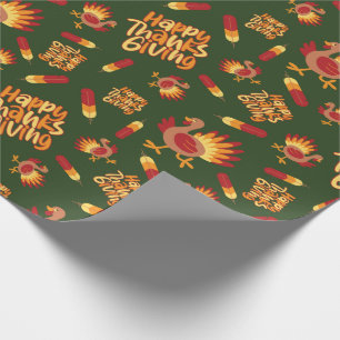 Türkei, Feather und glückliches Erntedankfest Dunk Geschenkpapier