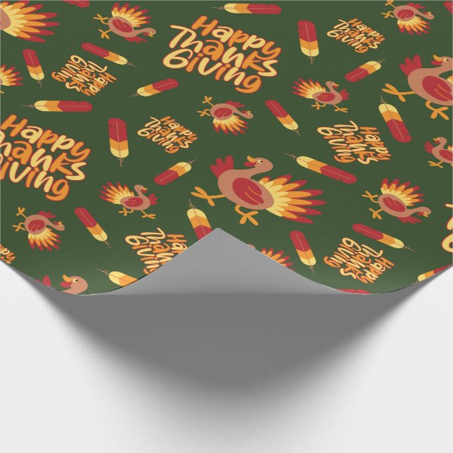 Türkei, Feather und glückliches Erntedankfest Dunk Geschenkpapier (Ecke)