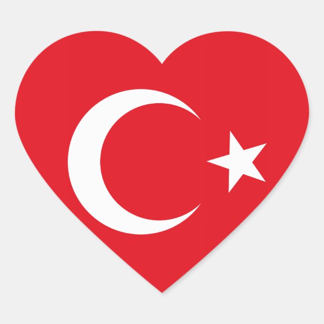 Türkei-Flag-Heftsticker Herz-Aufkleber (Vorderseite)