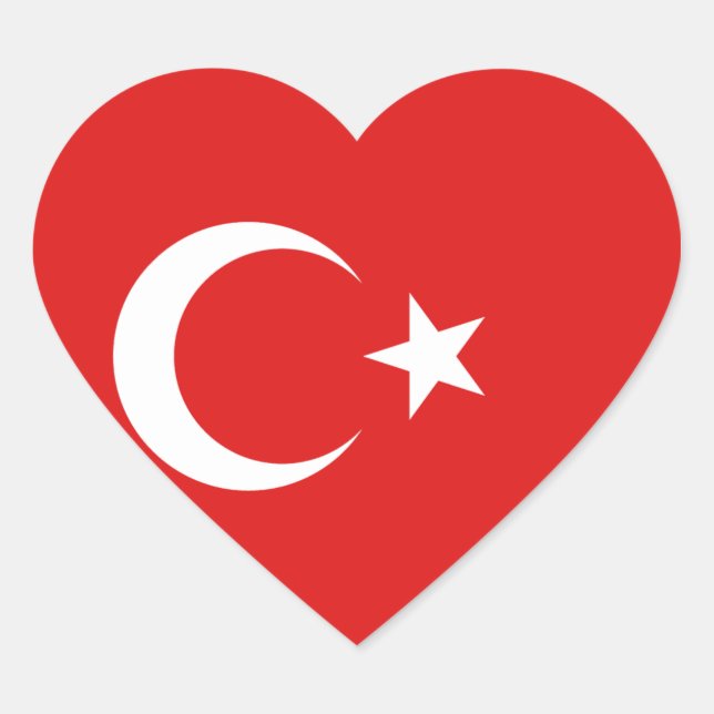 Türkei-Flag-Heftsticker Herz-Aufkleber (Vorderseite)