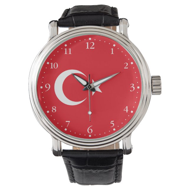 Türkei-Flagge Armbanduhr (Vorderseite)
