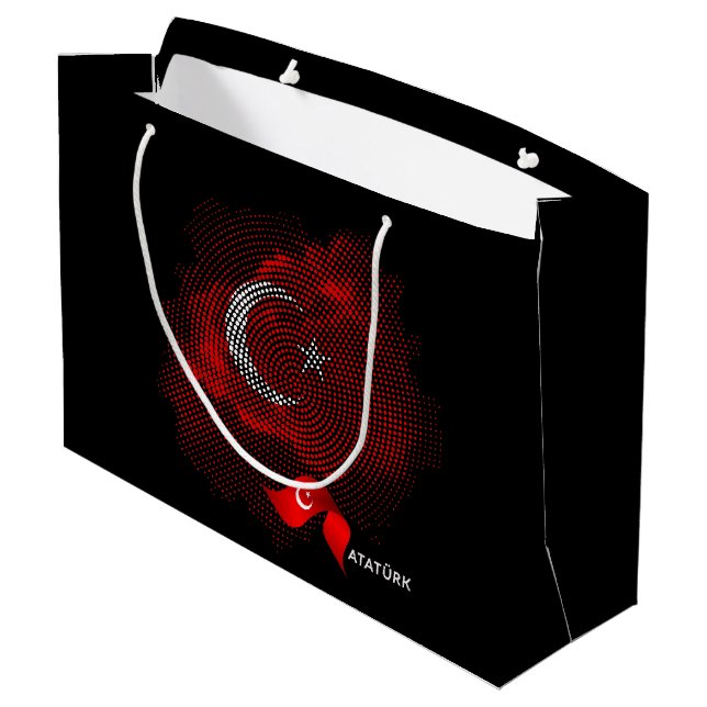 Türkei-Flagge Große Geschenktüte (Rückseite Schrägansicht)