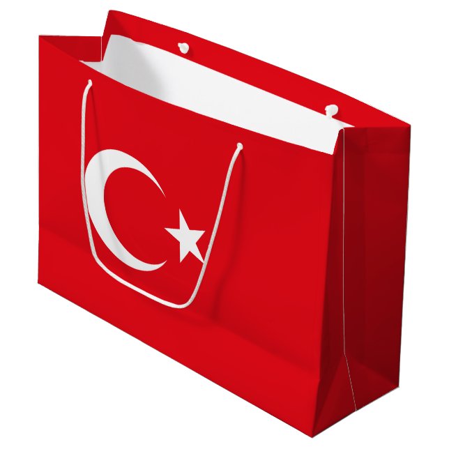 Türkei-Flagge Große Geschenktüte (Vorderseite Schrägansicht)
