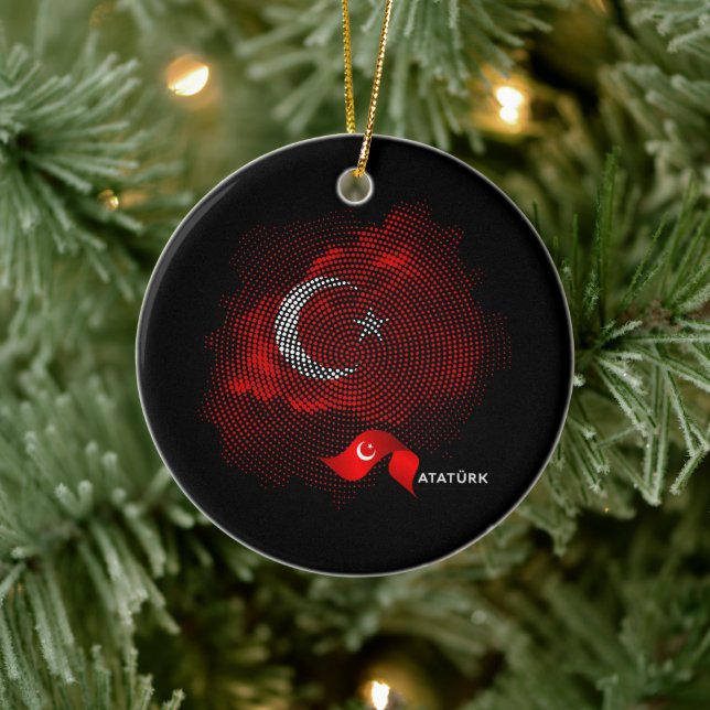 Türkei-Flagge Keramik Ornament (Baum)