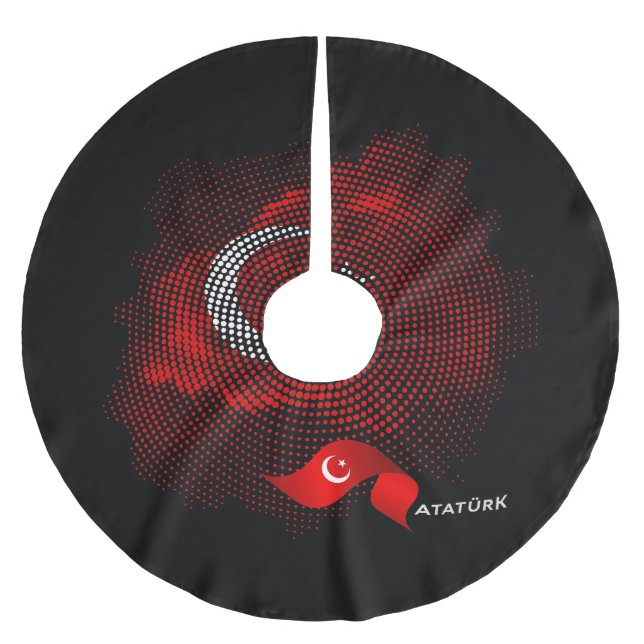 Türkei-Flagge Polyester Weihnachtsbaumdecke (Vorderseite)