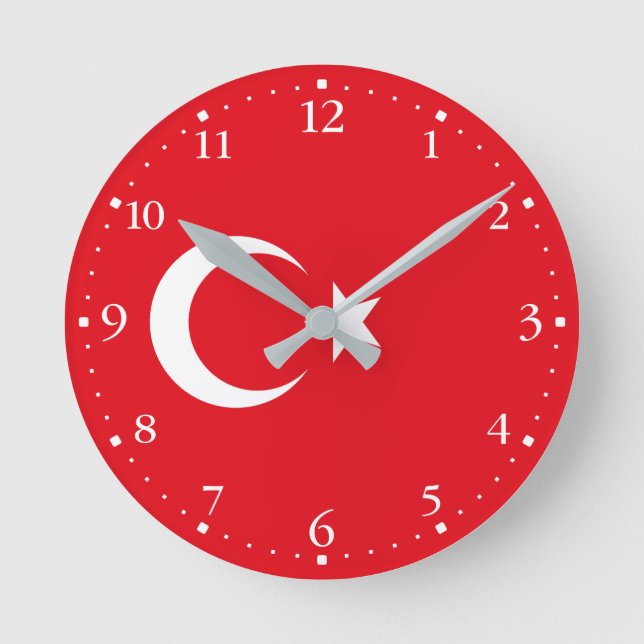 Türkei-Flagge Runde Wanduhr (Vorderseite)