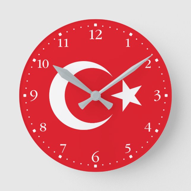Türkei-Flagge Runde Wanduhr (Vorderseite)