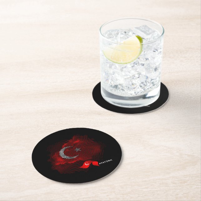 Türkei-Flagge Runder Pappuntersetzer (Vor Ort)