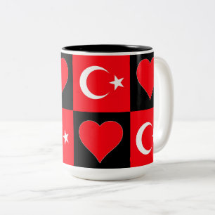 Türkei Flaggen Herz Muster Fun Patriotic Türkisch Zweifarbige Tasse