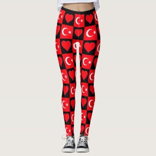 Türkei Flaggen Herz Muster Niedliche patriotische  Leggings