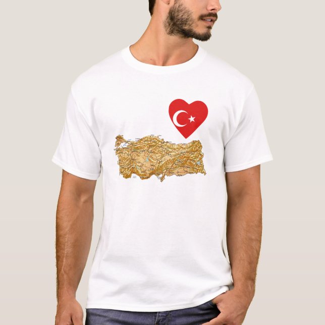 Türkei Flaggenherz und T - Shirt (Vorderseite)