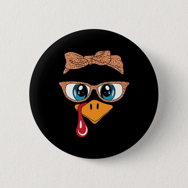 Türkei gegenüber Eyelashes Leopard Gles Funny Than Button (Vorderseite)
