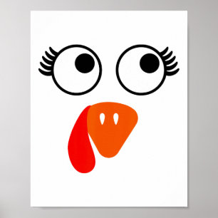 Türkei Gesicht Eyelashes Halloween Erntedank Funny Poster