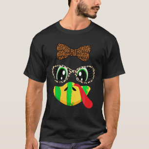 Türkei Gesicht Eyelashes Leopard Glasses Funny Dan T-Shirt